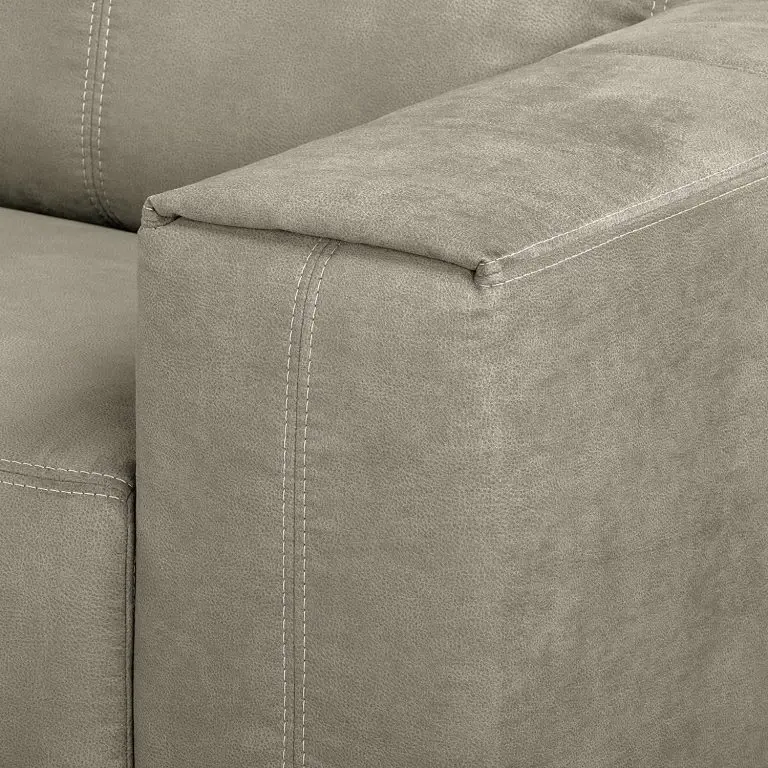 Loftscape Loftscape Canapé D’angle Gatsby – Aspect Cuir Vieilli – Microfibre Zaira: Gris Argenté – Méridienne Courte à Gauche (vue De Face)