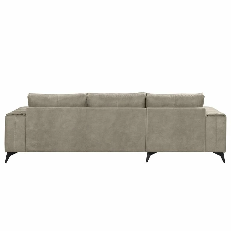 Loftscape Loftscape Canapé D’angle Gatsby – Aspect Cuir Vieilli – Microfibre Zaira: Gris Argenté – Méridienne Courte à Gauche (vue De Face)