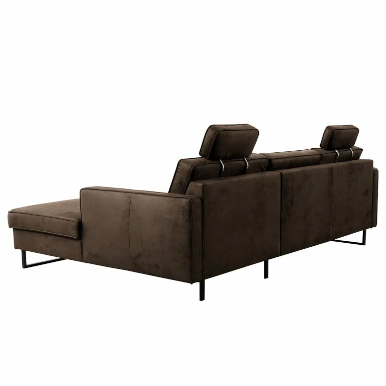 Loftscape Loftscape Canapé D’angle Godow II – Microfibre Flavie: Marron Foncé – Méridienne Courte à Droite (vue De Face)