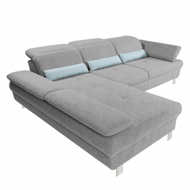 Loftscape Loftscape Canapé D’angle Granada – Gris Clair – Méridienne Courte à Gauche (vue De Face)