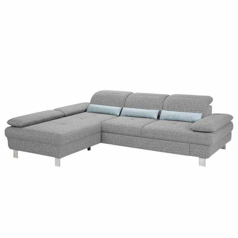 loftscape Loftscape Canapé d’angle Granada – Gris clair – Méridienne courte à gauche (vue de face)