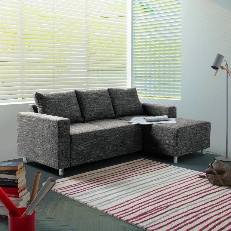 Loftscape Loftscape Canapé D’angle Greenwood – Tissu Structuré Lawan: Noir – Méridienne Courte à Droite (vue De Face)