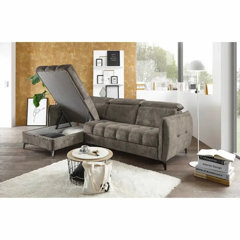 Loftscape Loftscape Canapé D’angle Grillon – Velours – Velours Insa: Gris Minéral