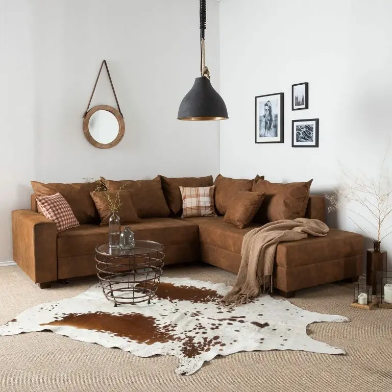 Loftscape Loftscape Canapé D’angle Inywa – Convertible / Montable Des Deux Côtés – Aspect Cuir Antique – Microfibre Priya: Cognac – Avec Fonction Couchage