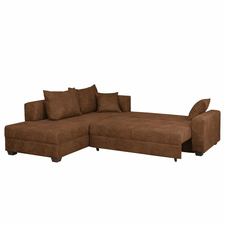 Loftscape Loftscape Canapé D’angle Inywa – Convertible / Montable Des Deux Côtés – Aspect Cuir Antique – Microfibre Priya: Cognac – Avec Fonction Couchage