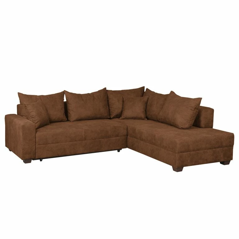 Loftscape Loftscape Canapé D’angle Inywa – Convertible / Montable Des Deux Côtés – Aspect Cuir Antique – Microfibre Priya: Cognac – Avec Fonction Couchage