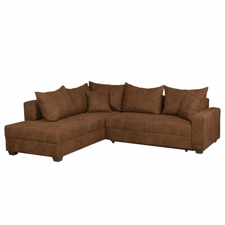 loftscape Loftscape Canapé d’angle Inywa – Convertible / montable des deux côtés – Aspect cuir antique – Microfibre Priya: Cognac – Avec fonction couchage