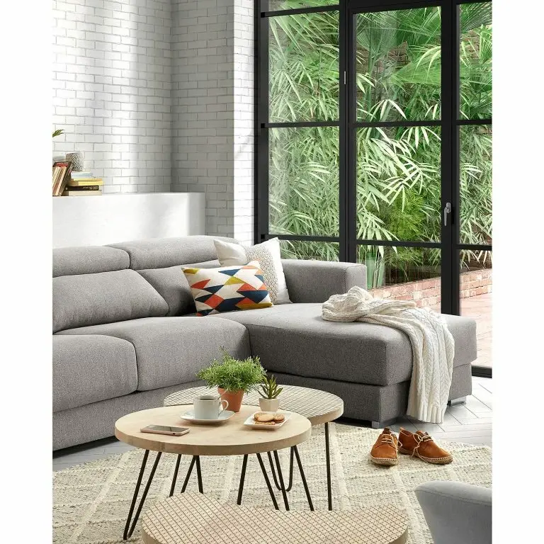 Loftscape Loftscape Canapé D’angle Karrum – Chenille – Tissu Chenille Chaja: Gris Clair – Méridienne Longue à Droite (vue De Face)