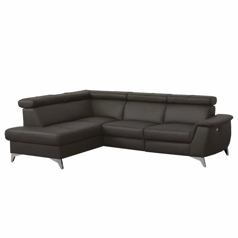 loftscape Loftscape Canapé d’angle Lobos – Cuir véritable / Imitation cuir – Marron foncé – Méridienne longue à gauche (vue de face) – Sans fonction