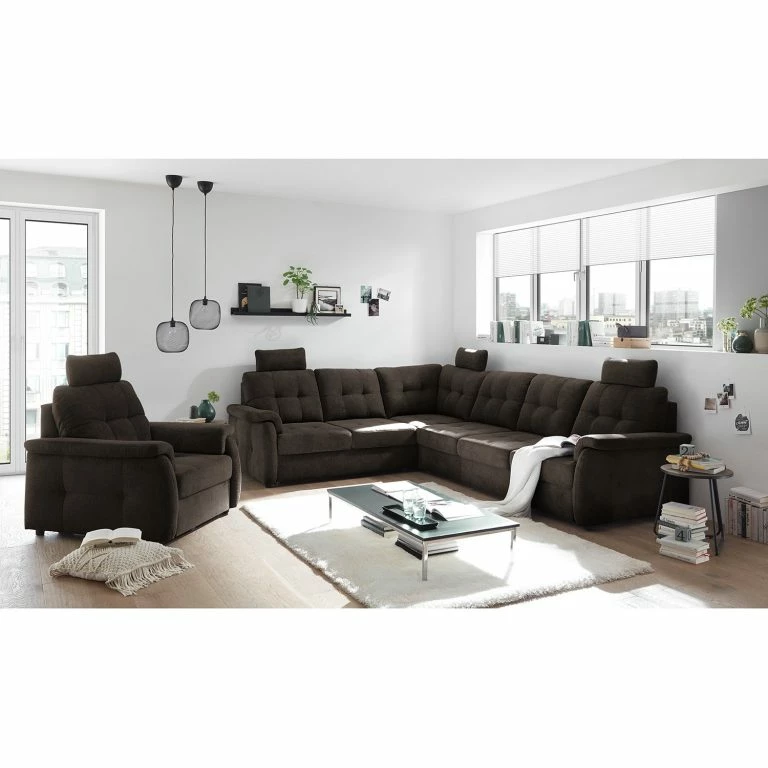 Loftscape Loftscape Canapé D’angle Lomme – Microfibre – Microfibre Ranu: Gris Minéral – Fonction Lit à Gauche (vue De Face) – Profondeur : 304 Cm