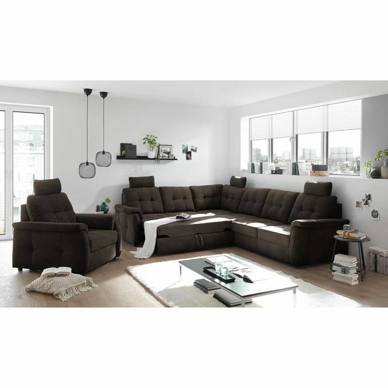 Loftscape Loftscape Canapé D’angle Lomme – Microfibre – Microfibre Ranu: Gris Minéral – Fonction Lit à Gauche (vue De Face) – Profondeur : 304 Cm