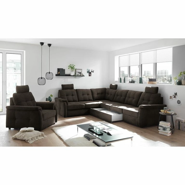 Loftscape Loftscape Canapé D’angle Lomme – Microfibre – Microfibre Ranu: Gris Minéral – Fonction Lit à Gauche (vue De Face) – Profondeur : 304 Cm