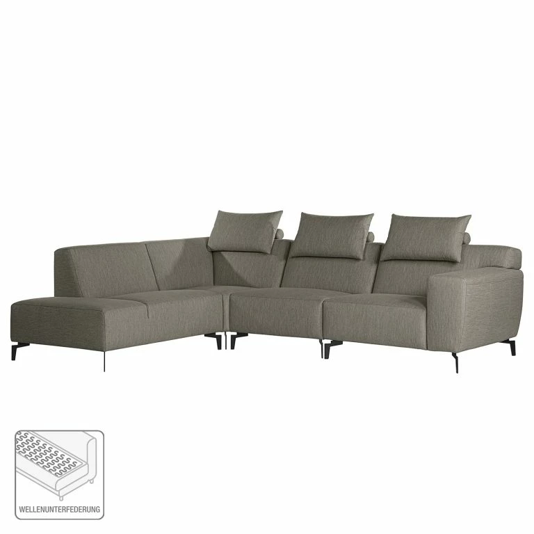 Loftscape Loftscape Canapé D’angle Manot II – Tissu – Gris – Méridienne Longue à Gauche (vue De Face) – Avec Réglage De La Profondeur D’assise