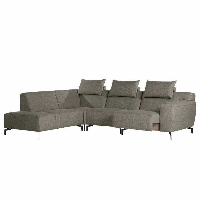 Loftscape Loftscape Canapé D’angle Manot II – Tissu – Gris – Méridienne Longue à Gauche (vue De Face) – Avec Réglage De La Profondeur D’assise