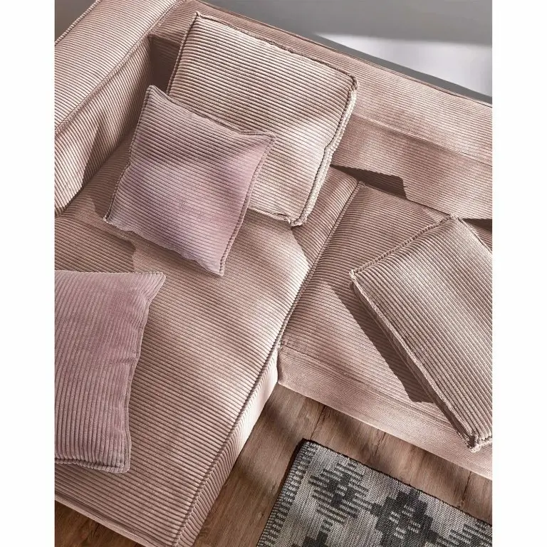 Loftscape Loftscape Canapé D’angle Marita – Velours Côtelé Lole: Mauve – Méridienne Courte à Gauche (vue De Face)