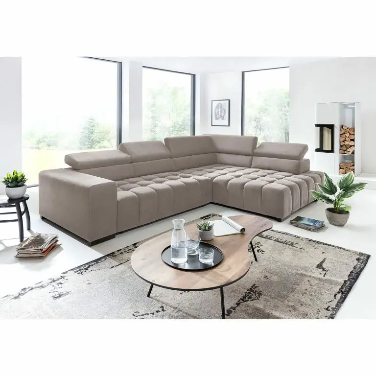 Loftscape Loftscape Canapé D’angle Masaya – Microfibre Enza: Cappuccino – Méridienne Longue à Droite (vue De Face) – Sans Fonction Couchage