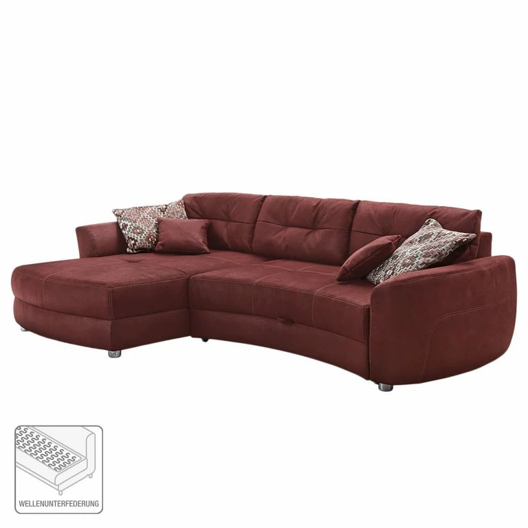 Loftscape Loftscape Canapé D’angle Milligan (convertible) – Rouge Bordeaux – Méridienne Courte à Gauche (vue De Face)