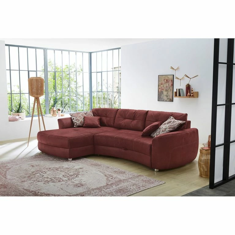 Loftscape Loftscape Canapé D’angle Milligan (convertible) – Rouge Bordeaux – Méridienne Courte à Gauche (vue De Face)