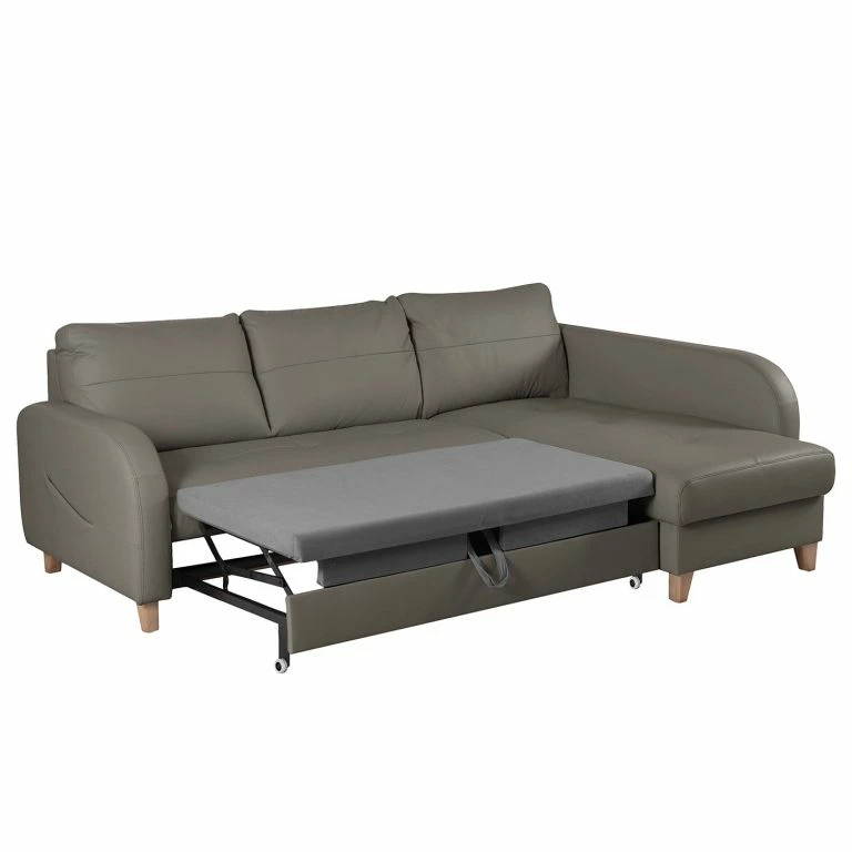 Loftscape Loftscape Canapé D’angle Monserrat – Cuir Véritable / Imitation Cuir – Limon – Méridienne Courte à Droite (vue De Face) – Fonction Couchage