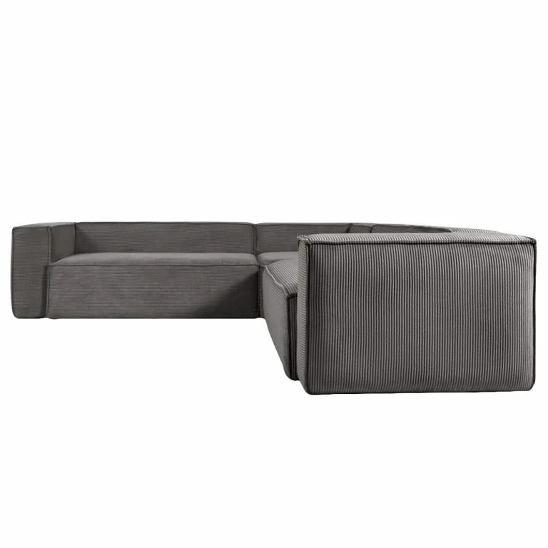 Loftscape Loftscape Canapé D’angle Novato – Velours Côtelé Lole: Gris Clair – Largeur : 290 Cm – Isocèles