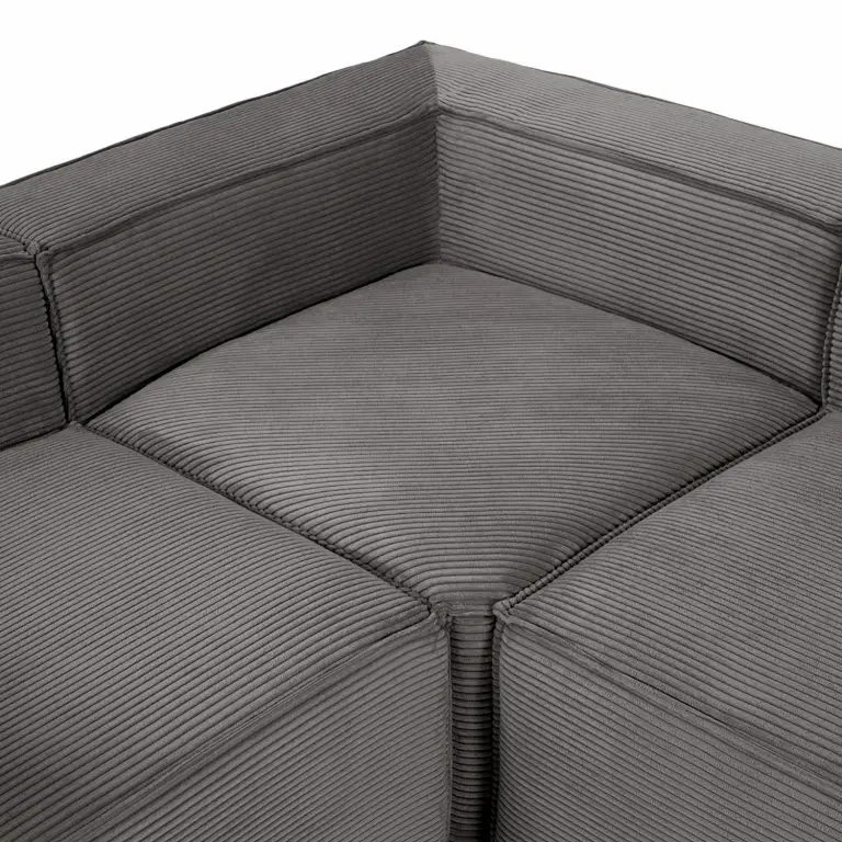 Loftscape Loftscape Canapé D’angle Novato – Velours Côtelé Lole: Gris Clair – Largeur : 290 Cm – Isocèles