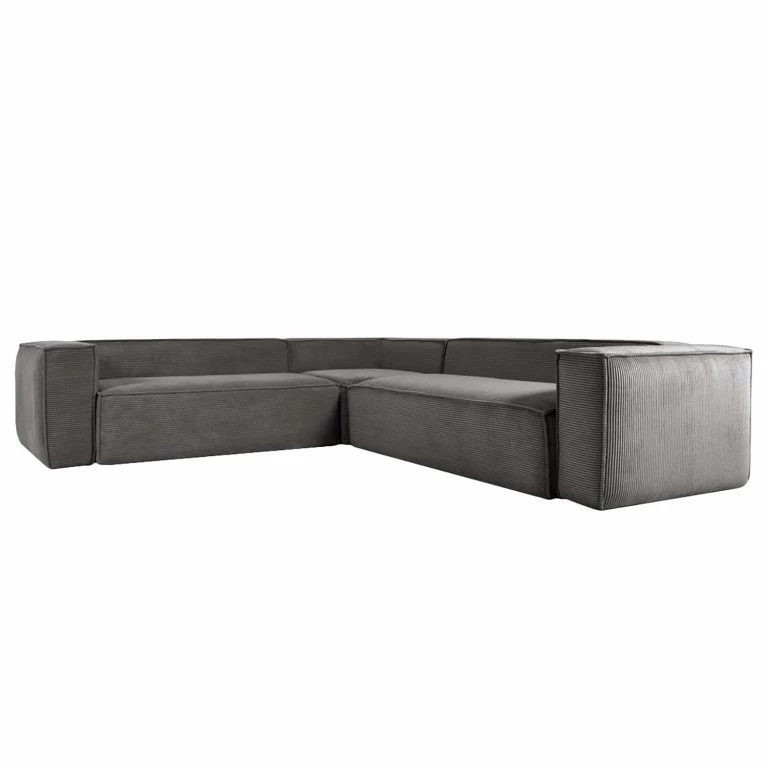 loftscape Loftscape Canapé d’angle Novato – Velours côtelé Lole: Gris clair – Largeur : 290 cm – Isocèles