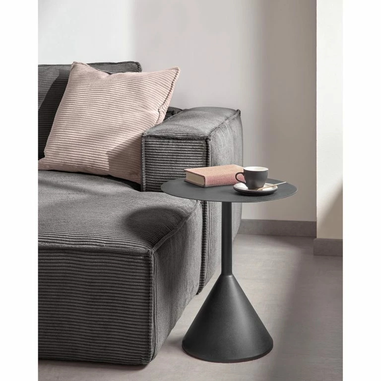 Loftscape Loftscape Canapé D’angle Opre – Velours Côtelé Lole: Gris Clair – Méridienne Courte à Droite (vue De Face)