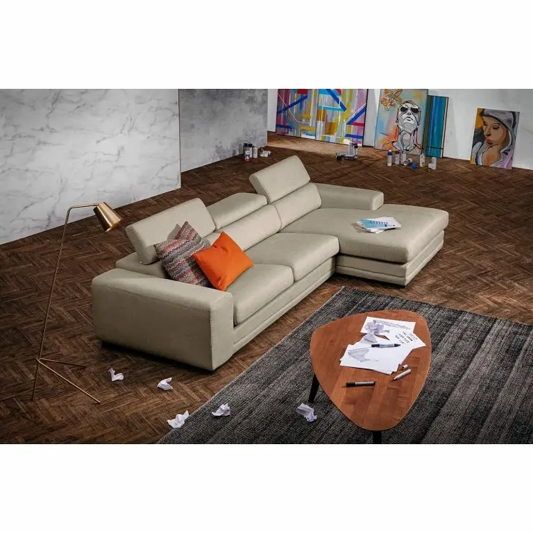 Loftscape Loftscape Canapé D’angle Penpont – Tissu Kaja: Anthracite – Méridienne Courte à Droite (vue De Face)