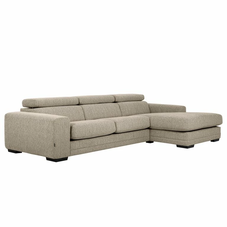 loftscape Loftscape Canapé d’angle Penpont – Tissu Kaja: Anthracite – Méridienne courte à droite (vue de face)