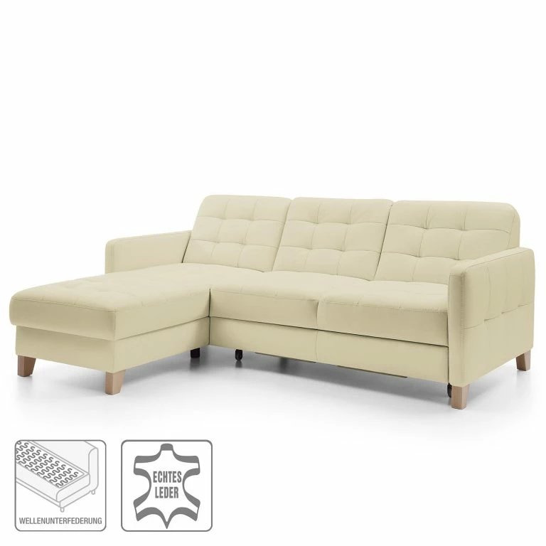 Loftscape Loftscape Canapé D’angle Princesa – Cuir Véritable – Blanc – Fonction Couchage – Coffre De Lit