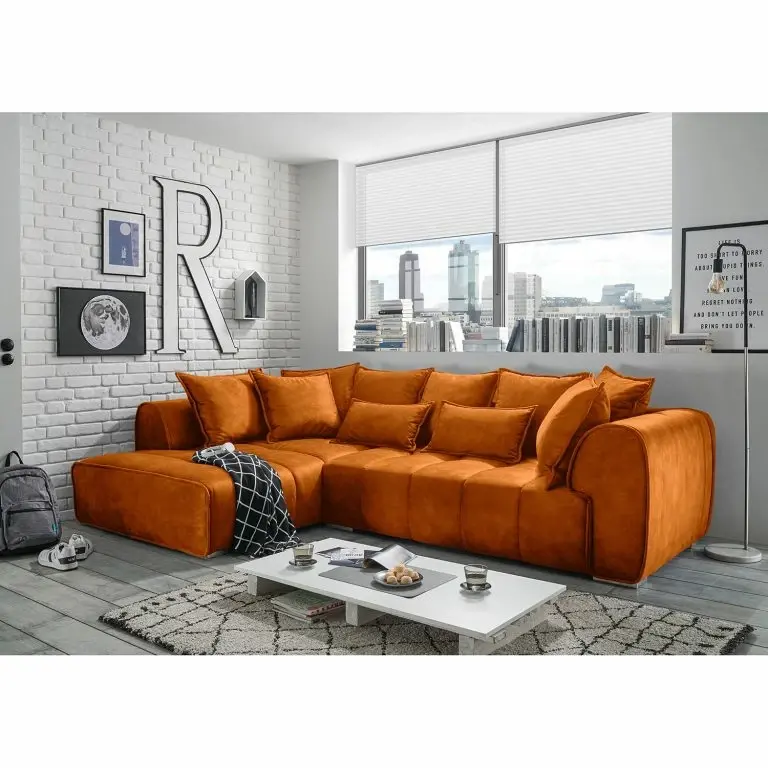 Loftscape Loftscape Canapé D’angle Rifflet – Microfibre – Microfibre Salvo: Ambre