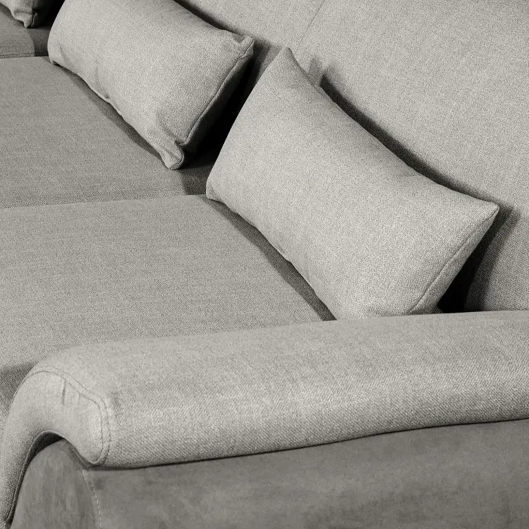 Loftscape Loftscape Canapé D’angle Roseburg – Microfibre – Platine – Méridienne Courte à Gauche (vue De Face)