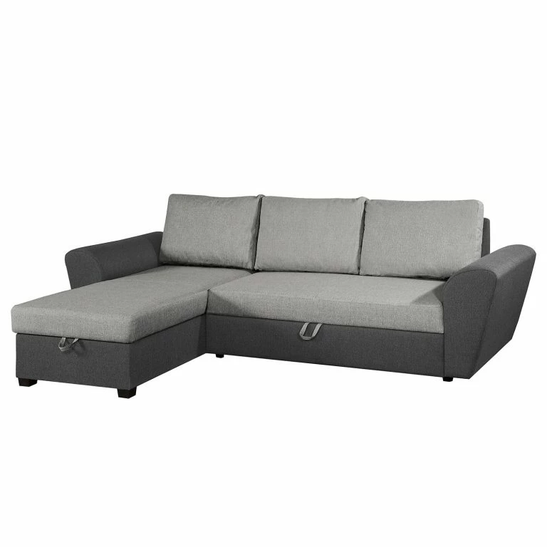 loftscape Loftscape Canapé d’angle Rufus – Tissu – Gris / Anthracite – Méridienne courte à gauche (vue de face)