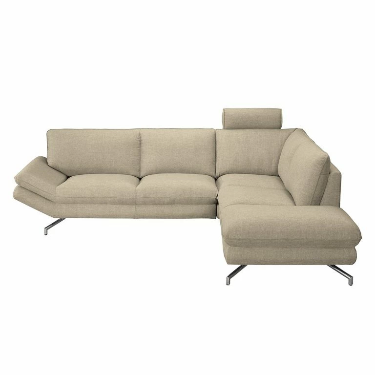 Loftscape Loftscape Canapé D’angle Sharon – Tissu Beige – Méridienne à Droite (vue De Face) – 2 Appuis-tête