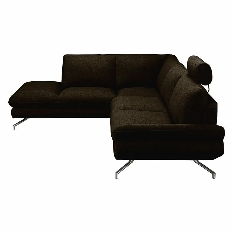 Loftscape Loftscape Canapé D’angle Sharon – Tissu Marron – Noir – Méridienne à Gauche (vue De Face) – 2 Appuis-tête