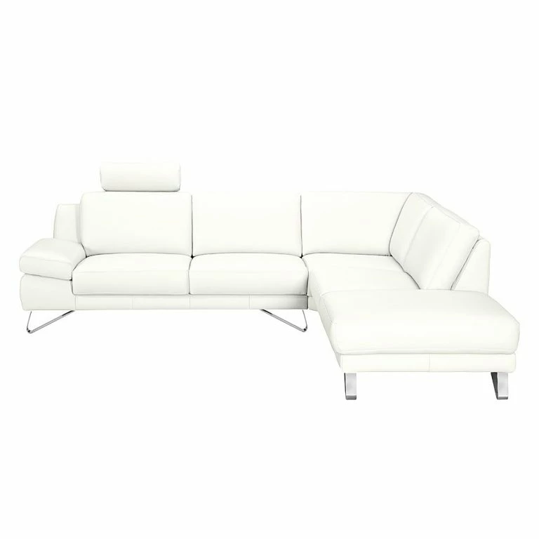 Loftscape Loftscape Canapé D’angle Silvano – Cuir Synthétique Blanc – Méridienne à Droite (vue De Face) – Sans Appui-tête