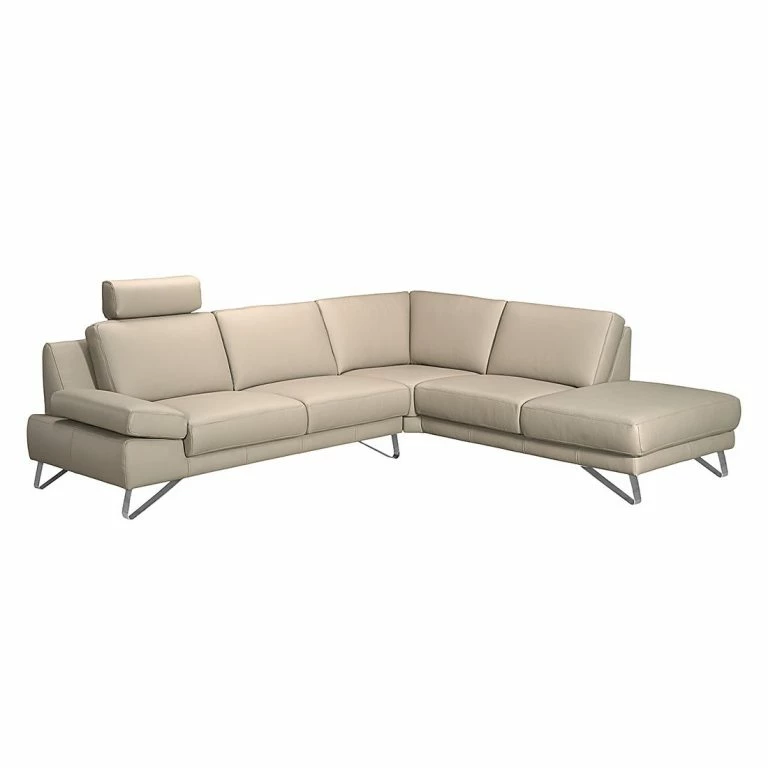 Loftscape Loftscape Canapé D’angle Silvano – Cuir Synthétique Taupe – Méridienne à Droite (vue De Face) – 1 Appui-tête