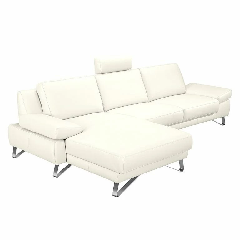 Loftscape Loftscape Canapé D’angle Silvano – Imitation Cuir Blanc – Méridienne à Gauche (vue De Face) Sans Appui-tête