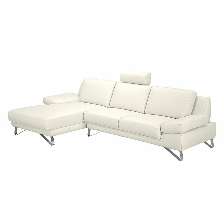 loftscape Loftscape Canapé d’angle Silvano – Imitation cuir blanc – Méridienne à gauche (vue de face) Sans appui-tête