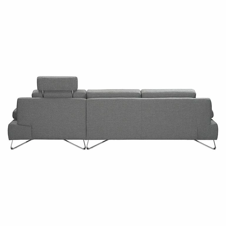 Loftscape Loftscape Canapé D’angle Silvano – Imitation Cuir Gris – Méridienne à Droite (vue De Face) Avec 1 Appui-tête