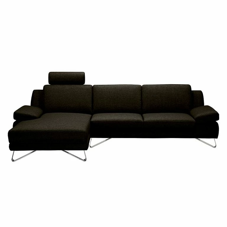 Loftscape Loftscape Canapé D’angle Silvano – Tissu Marron Noir – Méridienne à Gauche (vue De Face) Sans Appui-tête