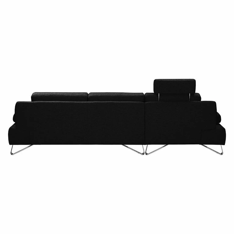 Loftscape Loftscape Canapé D’angle Silvano – Tissu Noir – Méridienne à Gauche (vue De Face) Avec 1 Appui-tête