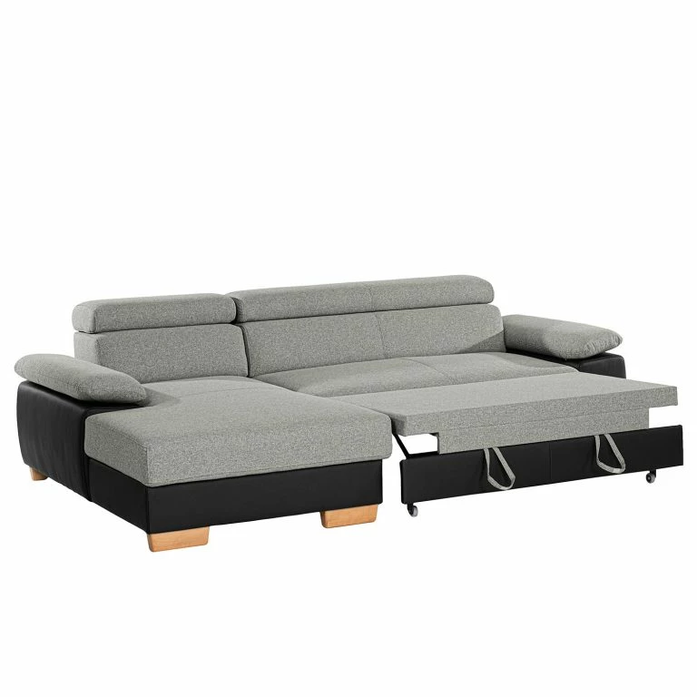 Loftscape Loftscape Canapé D’angle Sully – Noir / Gris Clair – Méridienne Courte à Gauche (vue De Face)