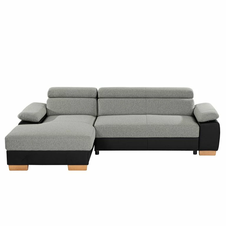 Loftscape Loftscape Canapé D’angle Sully – Noir / Gris Clair – Méridienne Courte à Gauche (vue De Face)