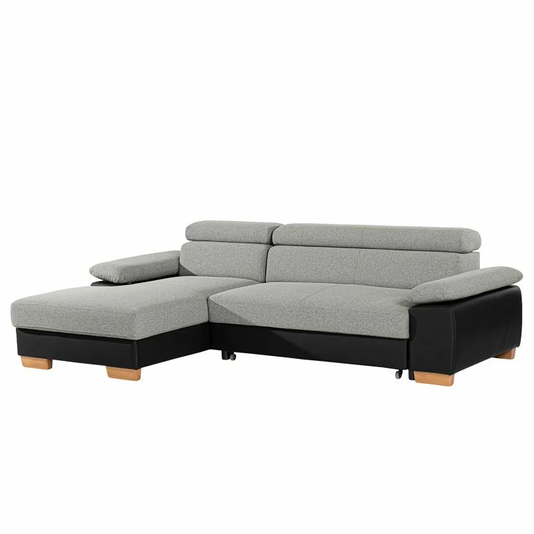 loftscape Loftscape Canapé d’angle Sully – Noir / Gris clair – Méridienne courte à gauche (vue de face)