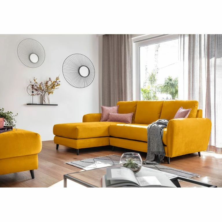 Loftscape Loftscape Canapé D’angle Tatan – Microfibre Faria: Jaune – Méridienne Courte à Gauche (vue De Face) – Sans Repose-pieds