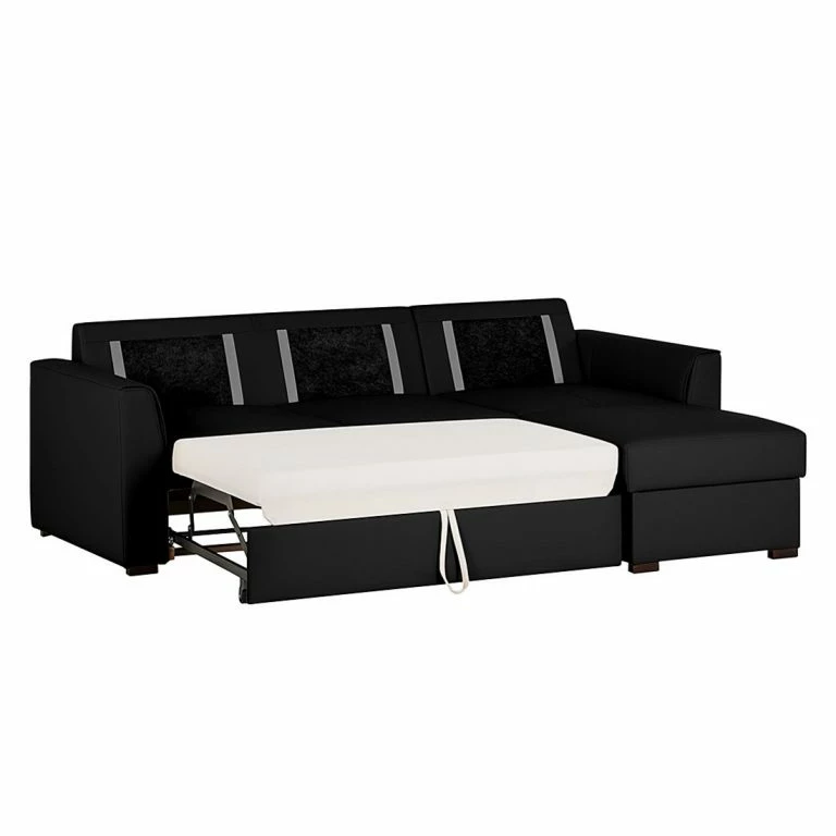 Loftscape Loftscape Canapé D’angle Venezia – Avec Fonction Couchage – Imitation Cuir – Méridienne Montable à Gauche Et à Droite – Noir