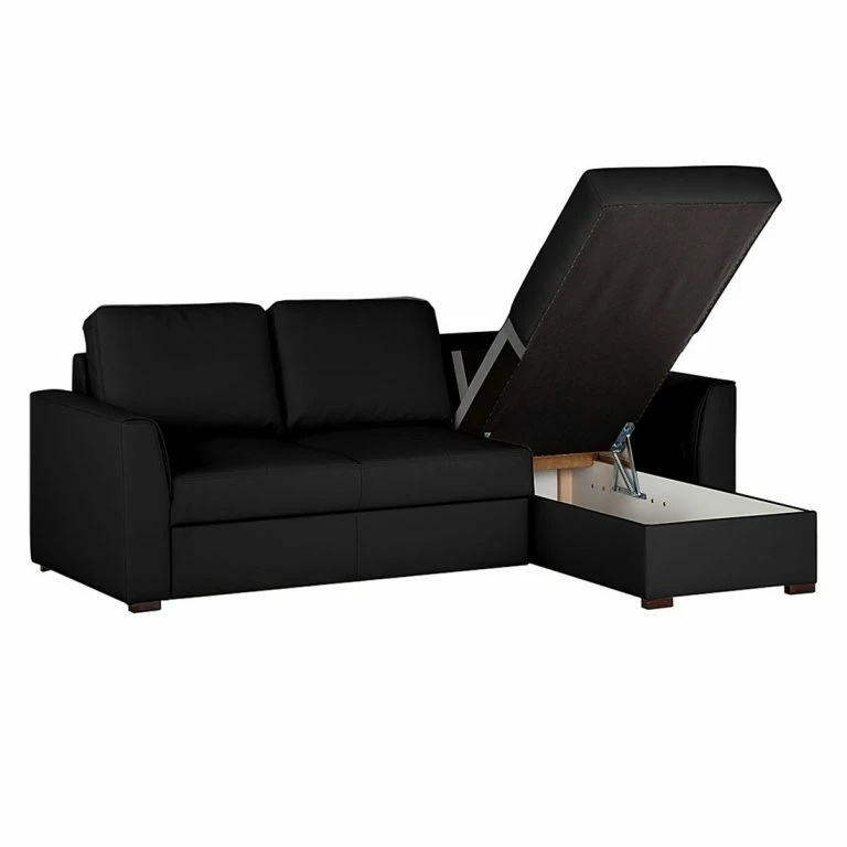 Loftscape Loftscape Canapé D’angle Venezia – Avec Fonction Couchage – Imitation Cuir – Méridienne Montable à Gauche Et à Droite – Noir