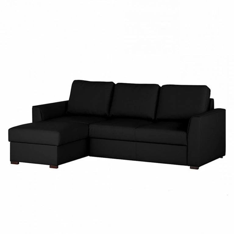 loftscape Loftscape Canapé d’angle Venezia – Avec fonction couchage – Cuir véritable – Méridienne montable à gauche et à droite – Noir
