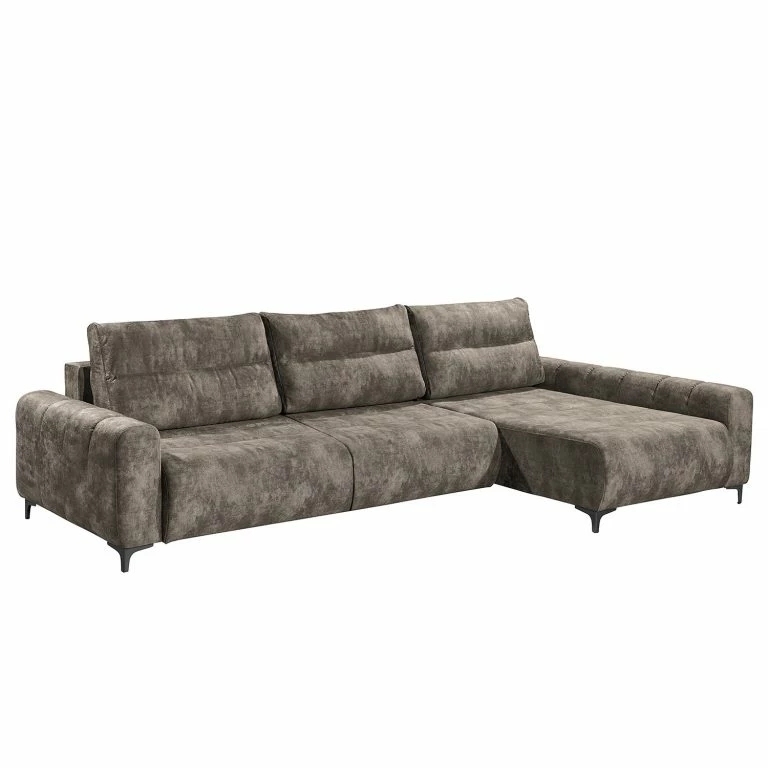 loftscape Loftscape Canapé d’angle Venouse – Velours – Velours Insa: Gris minéral – Méridienne courte à droite (vue de face)